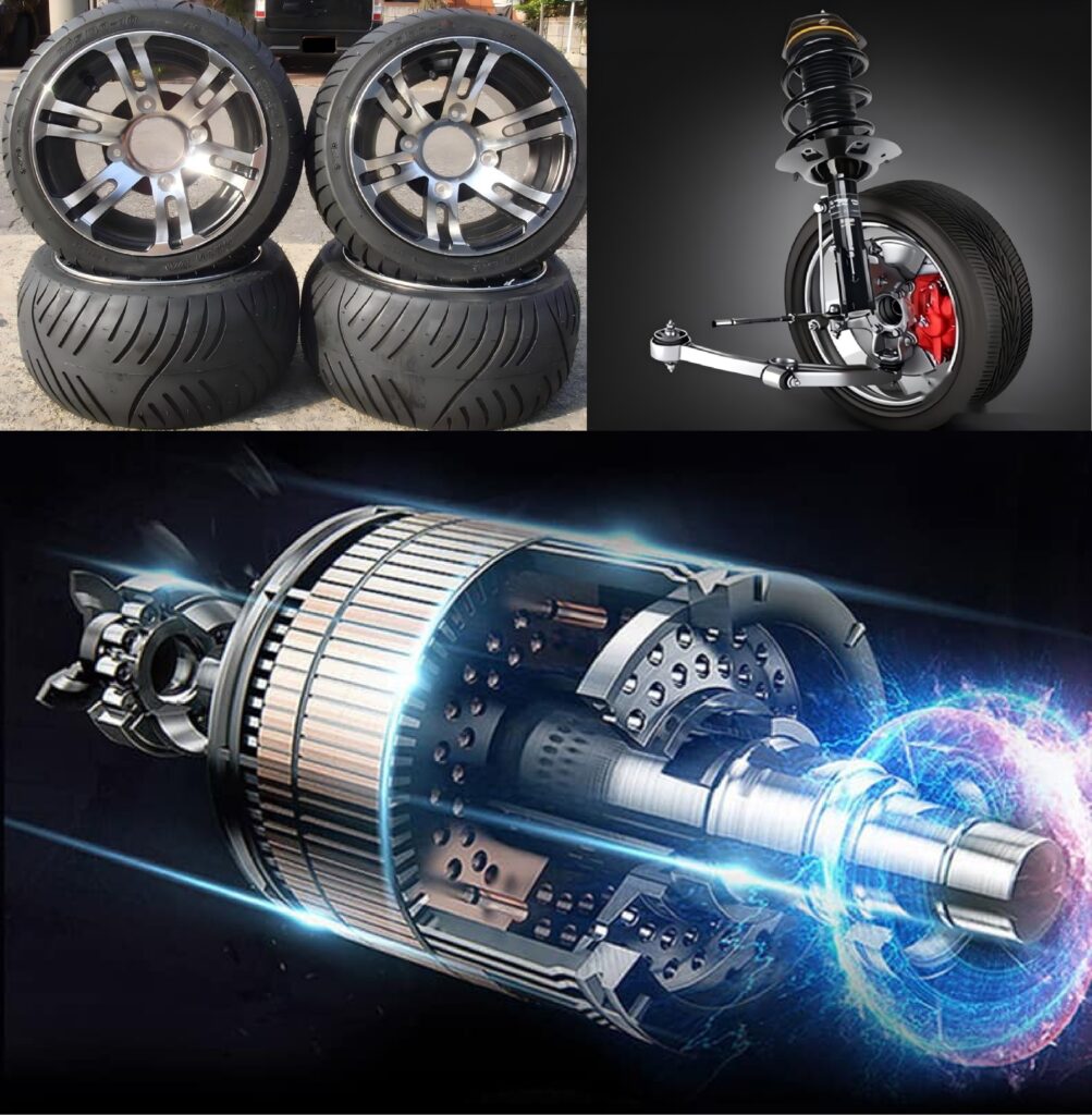 Custom Lifted Golf Cart Off-Road Upgrade Kit: 7kW Motor, Lift Kit, Extended Shocks, All-Terrain Tires